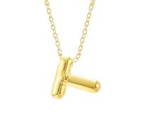 FGUUTYM Bubble Letter Necklace Gold Initial Necklaces for Women Trendy Chunky Charm Pendant Necklaces Gold Jewelry Birthday Gifts for Women Teen Her Mom Grandma Wife Sister Cadenas en blanco, T, talla
