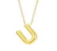 FGUUTYM Bubble Letter Necklace Gold Initial Necklaces for Women Trendy Chunky Charm Pendant Necklaces Gold Jewelry Birthday Gifts for Women Teen Her Mom Grandma Wife Sister Cadenas en blanco, U, talla