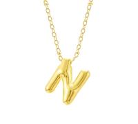 FGUUTYM Bubble Letter Necklace Gold Initial Necklaces for Women Trendy Chunky Charm Pendant Necklaces Gold Jewelry Birthday Gifts for Women Teen Her Mom Grandma Wife Sister Cadenas en blanco, N, talla