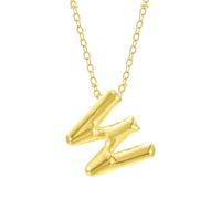 FGUUTYM Bubble Letter Necklace Gold Initial Necklaces for Women Trendy Chunky Charm Pendant Necklaces Gold Jewelry Birthday Gifts for Women Teen Her Mom Grandma Wife Sister Cadenas en blanco, W, talla