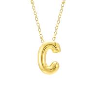 FGUUTYM Bubble Letter Necklace Gold Initial Necklaces for Women Trendy Chunky Charm Pendant Necklaces Gold Jewelry Birthday for Women Teen Her Mom Grandma Wife Sister Silberketten mit (C, One Size)