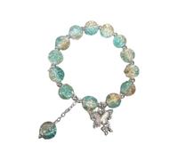 FGUUTYM Butterfly Colored Glaze Bracelet Handmade Beads Female Bracelet Ice Crack Broken Flower Beads Armband Geschenk, talla única, Plástico, No es una piedra preciosa