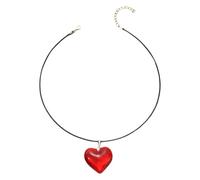 FGUUTYM Chunky Choker Necklace for Women Glass Heart Pendant Chunky Heart Necklace Adjustable Velvet Chain Heart Necklaces Jewelry Gifts for Teen Girls Cadenas con Letras, E, talla única