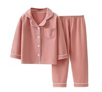 FGUUTYM Develvet Pijamas Niños Pijamas y Niñas e Invierno Manga Larga Dos Piezas Conjunto de Ropa de Casa para y Niñas Camiseta de Manga Larga Hombre 2 Colores, Rojo sandía, 11-12