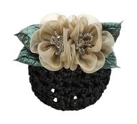 FGUUTYM Fashion Hair Snood Net Barrette Mesh Flower and Faux Pearl Decor Clip Elastic Bun Bow Headdress For Lady Women Dance Haarspange Blanko (B, One Size)