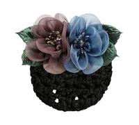 FGUUTYM Fashion Hair Snood Net Barrette Mesh Flower and Faux Pearl Decor Clip Elastic Bun Bow Headdress For Lady Women Dance Haarspange Blanko (A, One Size)