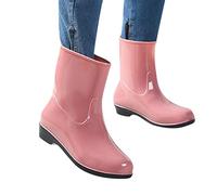 FGUUTYM Gummistiefel-Damen,Breite Rain Schlupfstiefel,Regenschuhe Winter,Stiefeletten Damen,Knöchelwasserdichte Regenstiefel,gefüttert Gartenschuhe,Erwachsene Regen Schuhe,Mode Damenschuhe 37-41,