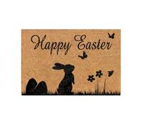 FGUUTYM Happy Easter Bunny Doormat | 24x16 Inch Easter Front Door Decoration | Home and Front Porch Holiday Decoration | Non Slip and D Urable Adding A Festive Atmosphere Features: (Brown, One Size)