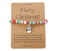 FGUUTYM Hot Christmas Pendant Card Handmade Cute Santa Soft Ceramic Bead Bracelet Pulseras Set, talla única, Plástico, No es una piedra preciosa
