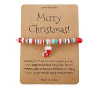FGUUTYM Hot Christmas Pendant Card Handmade Cute Santa Soft Ceramic Bead Bracelet Pulseras Set, talla única, Plástico, No es una piedra preciosa