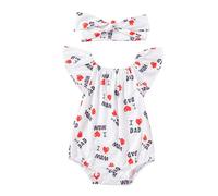 FGUUTYM New Baby Girl Mother's Day Printed Heart Flying Sleeve Hoodie Hair Accessories 2 Piece Baby Holiday Gown Set Baby Pullover Set Baby Pullover Set, Blanco, 6-9 meses