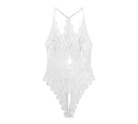 FGUUTYM New Erotic Lingerie Plus Size Erotic Lingerie New Lace See Through No Removal Crotchless Mono Sexy Hottie Pajamas Bikini Transparente, Blanco, 4XL