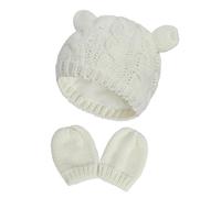 FGUUTYM Newborn Baby for Boy Girl Cap Cotton Knitted Winter Warm Hats+Gloves Set Cap Rainbow, Blanco, 6-18 meses