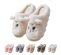 FGUUTYM Pantuflas para hombre y mujer, mullidas de invierno, pantuflas de fieltro, cálidas, de felpa, antideslizantes, para el hogar, silenciosas, cómodas, mullidas, zapatillas de dormitorio, beige