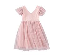 FGUUTYM Ropa de Maternidad Verano Estrella Luna Lentejuelas Princesa Vestido Baile Fiesta Volantes Vestidos Ropa Traje De Baño Con Ni, Z4-rosa., 2-3 años