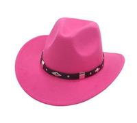 FGUUTYM Sombrero de bolos con hebilla de cinturón estilo occidental Love Top Broadside Wide Brim Head Cowboy Dress Up Hats para comedias románticas, Rosa intenso., Talla única