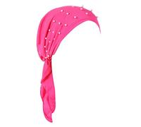 FGUUTYM Turbante Hair Wrap Loss Muslim Algodón Mujeres Sombrero Bufanda de Perlas Gorras de Béisbol Nuevos Jets Cap, Rosa intenso., Talla única