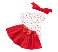 FGUUTYM Valentine's Day New Girl's Clothes Love Fly Sleeved Hairdresser Bustier Headband Cute Three Piece Set Sportanzug Mädchen 140, rojo, 6-9 meses