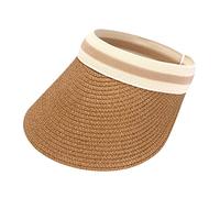 FGUUTYM Verano al aire libre, mujer, ala ancha, sombrero de paja, playa, sombreros de sol, protección, viajes, cola de caballo, gorra solar, UPF 50+, protección solar ultraligera, a, Talla única