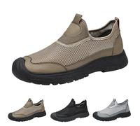 FGUUTYM Zapatillas deportivas para hombre, de espuma viscoelástica, transpirables, cómodas, para exteriores, antideslizantes, resistentes a la abrasión, zapatos planos para el tiempo libre, caqui, 43