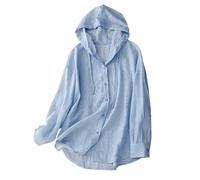 FGVFCS Sudadera con capucha para mujer, de lino, ligera, de secado rápido, para deportes, verano, UPF 50+, protección UV, manga larga, para senderismo, rendimiento al aire libre, blusa suelta, Blue14