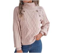 FGVFCS Suéteres para mujer, suéter de punto acanalado con cuello alto, manga larga, suéteres florales, suéteres térmicos de invierno, suéter grueso, casual, color sólido, ropa de punto, suéteres