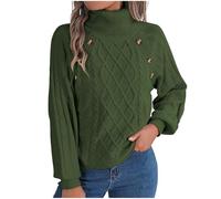 FGVFCS Suéteres para mujer, suéter de punto acanalado con cuello alto, manga larga, suéteres florales, suéteres térmicos de invierno, suéter grueso, casual, color sólido, ropa de punto, suéteres