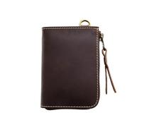 FGVGWRGV Cartera Vintage Hecha a Mano for Hombre, Cartera de Cuero con Cremallera Corta y Clip for Billetes, sección Vertical for Permiso de Conducir