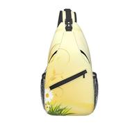 Fgwaauh Bandolera grande con diseño de flores de manzanilla curvas, mariposas voladoras, mochila de viaje, senderismo, pecho para mujeres y hombres, talla única