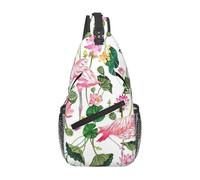 Fgwaauh Bandolera grande con diseño de pájaro flamenco, hojas redondas, mochila bandolera para viajes, senderismo, pecho para mujeres y hombres, talla única
