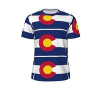 Fgwaauh Colorado State Flag - Camiseta de manga corta para hombre, de malla, estampada, para hombre, Negro, M
