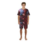 Fgwaauh Conjunto de pijama para hombre con diseño de cielo estrellado y espacio exterior profundo, pantalones cortos de pijama, pijama de verano, pantalones cortos, Negro, S