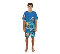 Fgwaauh Conjunto de pijama para hombre, diseño de tortuga marina y delfín y peces, pantalones cortos, pijama de verano, pantalones cortos, Negro, 3XL