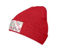 Fgwaauh Gorro de invierno con diseño de la Torre Eiffel y una bicicleta, gorro de punto para hombres y mujeres, gorro cálido para esquí, unisex, rosso, Talla única