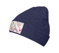 Fgwaauh Gorro de invierno con diseño de la Torre Eiffel y una bicicleta, gorro de punto para hombres y mujeres, gorro cálido para esquí, unisex, azul marino, Talla única