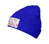 Fgwaauh Gorro de invierno con diseño de la Torre Eiffel y una bicicleta, gorro de punto para hombres y mujeres, gorro cálido para esquí, unisex, azul, Talla única