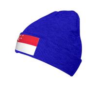 Fgwaauh Gorro de punto de invierno con la bandera de Singapur para hombres y mujeres, gorro cálido para esquí, unisex, azul, Talla única