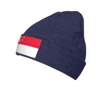Fgwaauh Gorro de punto de invierno con la bandera de Singapur para hombres y mujeres, gorro cálido para esquí, unisex, azul marino, Talla única