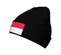 Fgwaauh Gorro de punto de invierno con la bandera de Singapur para hombres y mujeres, gorro cálido para esquí, unisex, Negro, Talla única