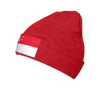 Fgwaauh Gorro de punto de invierno con la bandera de Singapur para hombres y mujeres, gorro cálido para esquí, unisex, rosso, Talla única