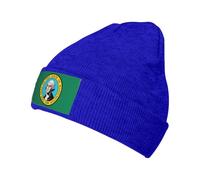 Fgwaauh Gorro de punto de invierno con la bandera de Washington para hombres y mujeres, gorro cálido para esquí, unisex, azul, Talla única