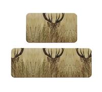 Fgwaauh Juego de 2 alfombrillas acolchadas antifatiga y ciervo de cola blanca para cocina, suelo y fregadero