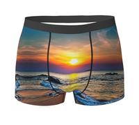 Fgwaauh Last Sun Rays Of Over The Sea Waves - Calzoncillos tipo bóxer para hombre, transpirables, elásticos, con cintura elástica cómoda, Negro, M