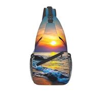 Fgwaauh Last Sun Rays Of Over The Sea Waves - Mochila cruzada grande para viajes, senderismo, pecho para mujeres y hombres, talla única