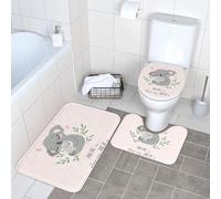Fgwaauh Lindo juego de alfombras de baño Koala para mamá y bebé, 3 piezas, en forma de U, tapete para piso y tapa de inodoro