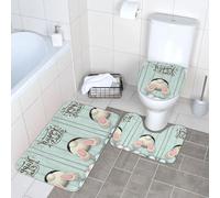 Fgwaauh Lovely Easter Rabbit Colors Eggs Bunny - Juego de alfombras de baño de 3 piezas en forma de U, tapete para piso y tapa de inodoro