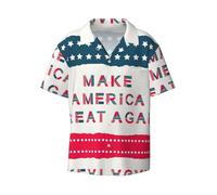 Fgwaauh Make America Great Again - Camisa hawaiana de manga corta con botones y bolsillo para hombre, Negro, M