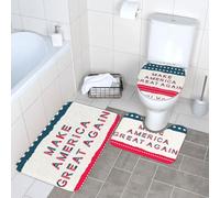 Fgwaauh Make America Great Again - Juego de alfombras de baño de 3 piezas en forma de U, tapete para piso y tapa de inodoro