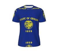 Fgwaauh Oregon State Flag - Camiseta de manga corta con estampado de malla para hombre, Negro, 4XL