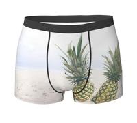 Fgwaauh Pineapples On The Summer Beach - Calzoncillos tipo bóxer para hombre, transpirables, elásticos, con cintura elástica cómoda, Negro, S